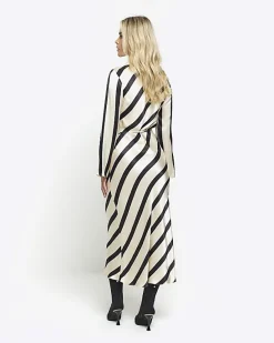 River Island Petite satin stripe slip midi dress< Petite