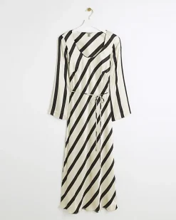 River Island Petite satin stripe slip midi dress< Petite