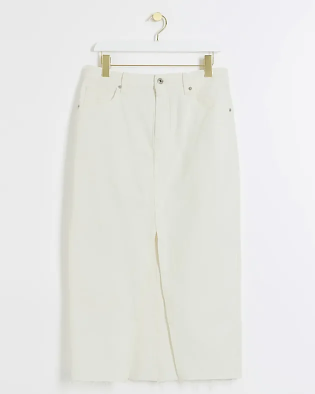 River Island Petite split hem denim maxi skirt< Petite