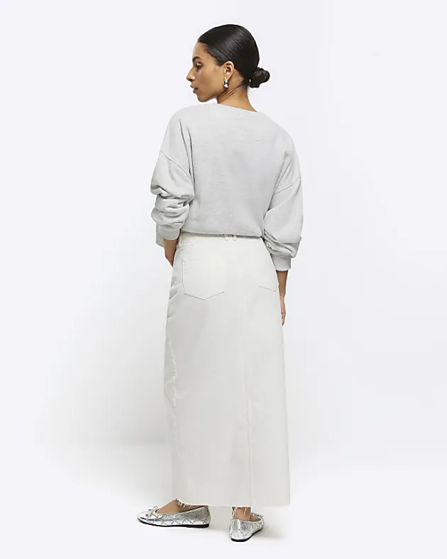 River Island Petite split hem denim maxi skirt< Petite