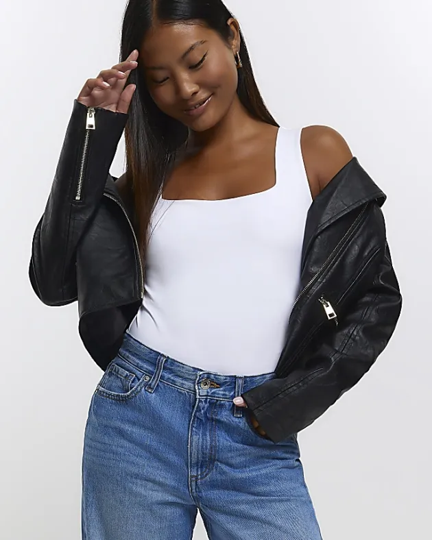 River Island Petite square neck bodysuit< Petite