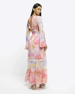 River Island chiffon abstract print beach maxi dress< Swimwear & Beachwear