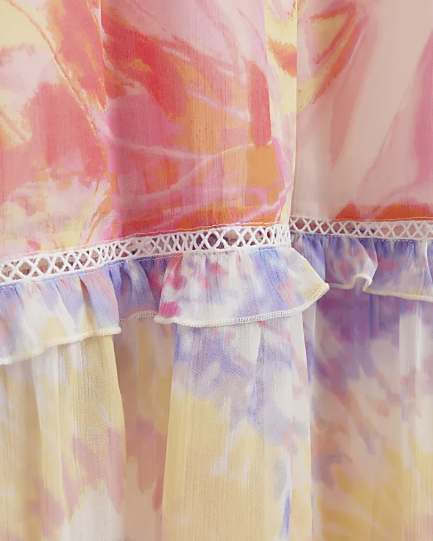 River Island chiffon abstract print beach maxi dress< Swimwear & Beachwear