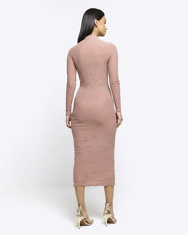 River Island mesh long sleeve bodycon midi dress< Dresses