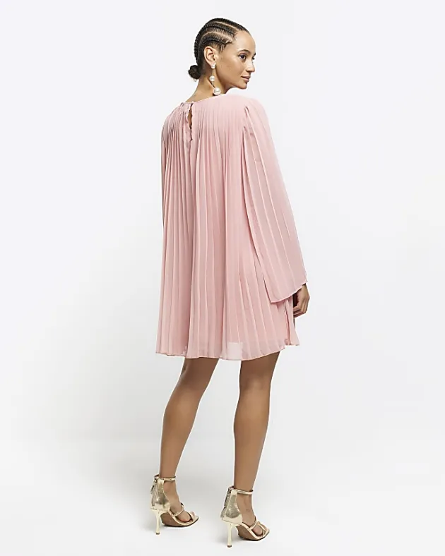 River Island plisse long sleeve shift mini dress< Dresses