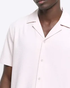 River Island regular fit seersucker revere shirt< Shirts