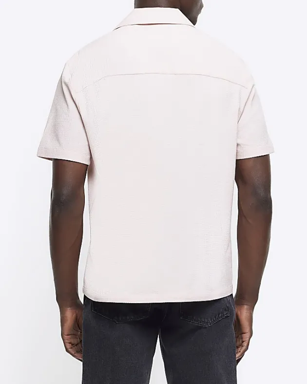River Island regular fit seersucker revere shirt< Shirts