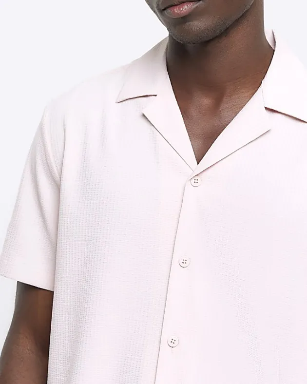 River Island regular fit seersucker revere shirt< Shirts