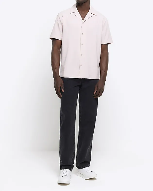 River Island regular fit seersucker revere shirt< Shirts