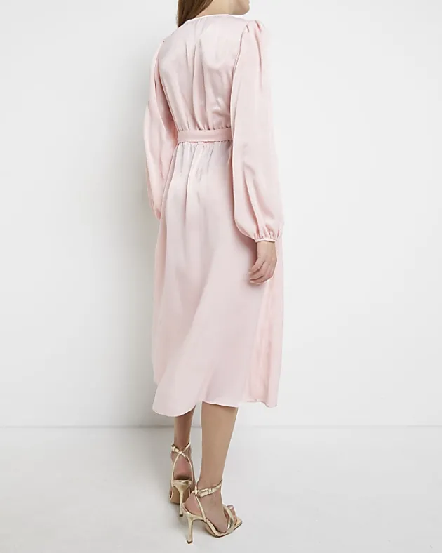 River Island satin maternity wrap midi dress< Maternity