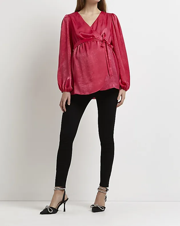 River Island satin maternity wrap blouse< Maternity