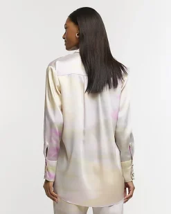 River Island Pink satin ombre shirt< Co-ord Sets
