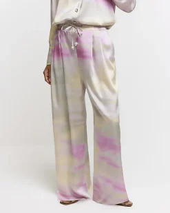 River Island Pink satin ombre wide leg trousers< Trousers