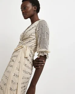 River Island sequin wrap maxi dress< Dresses