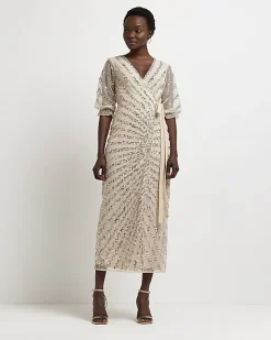 River Island sequin wrap maxi dress< Dresses