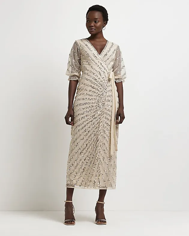 River Island sequin wrap maxi dress< Dresses