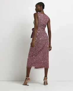 River Island Sequin Wrap Midi Dress< Dresses