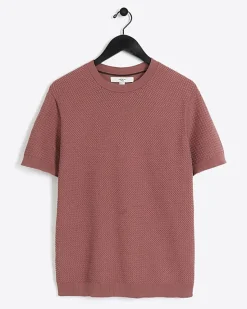 River Island slim fit textured knit t-shirt< Jumpers & Cardigans