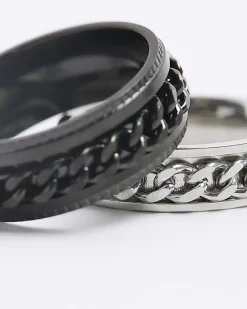 River Island 2PK stainless steel chain rings< Jewellery & Watches