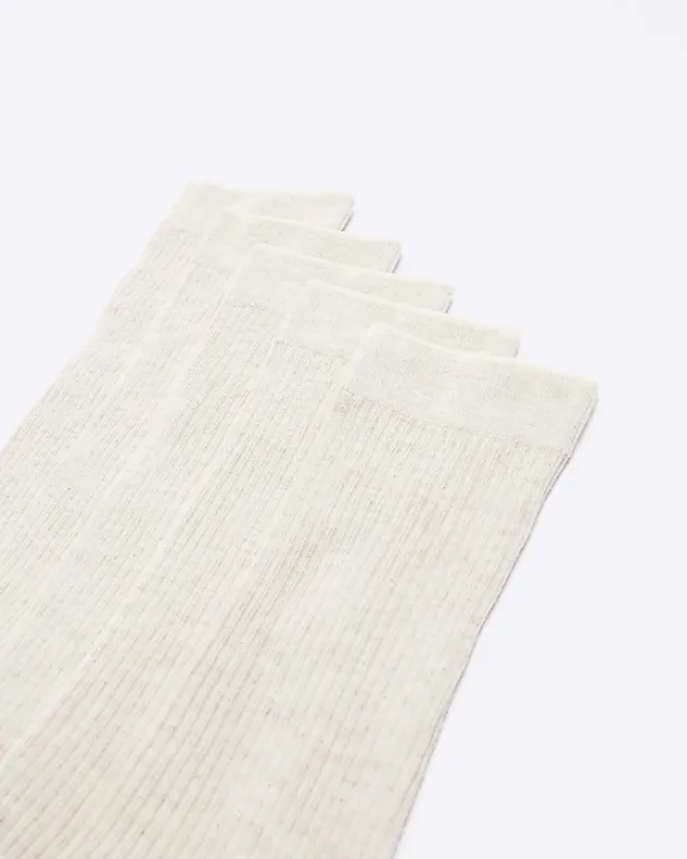 River Island 5PK Ecru ribbed ankle socks< Underwear & Socks