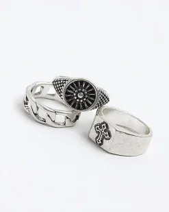 River Island 3PK silver colour cross ring< Jewellery & Watches