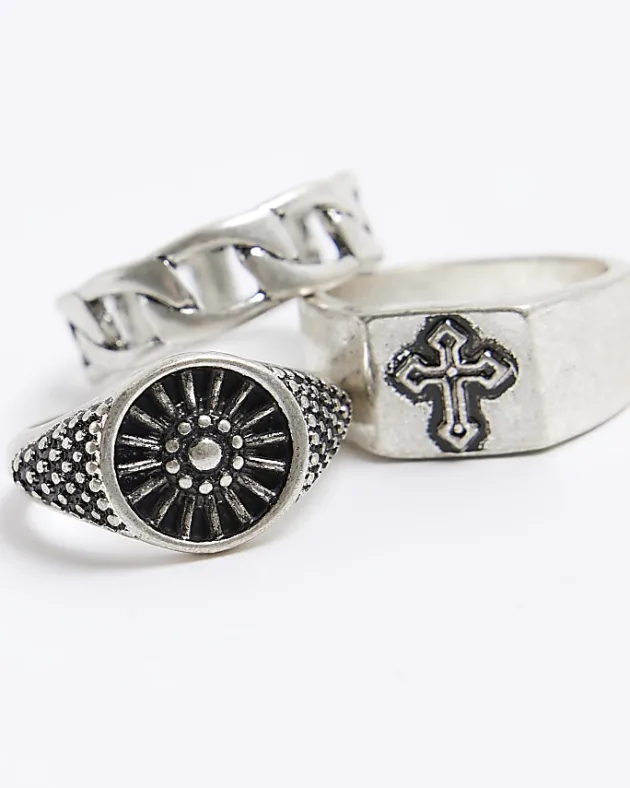 River Island 3PK silver colour cross ring< Jewellery & Watches