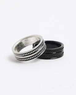 River Island 2PK silver colour textured rings< Jewellery & Watches