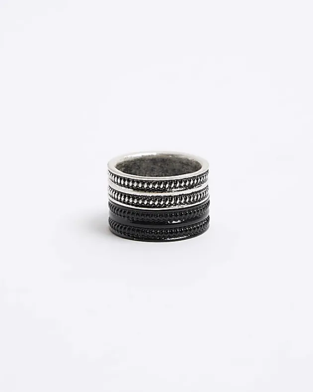 River Island 2PK silver colour textured rings< Jewellery & Watches