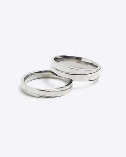 River Island 2PK Silver Stainless Steel colour rings< Jewellery & Watches
