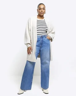 River Island Plus beige knit cardigan< Plus