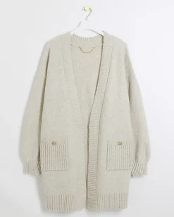 River Island Plus beige knit cardigan< Plus