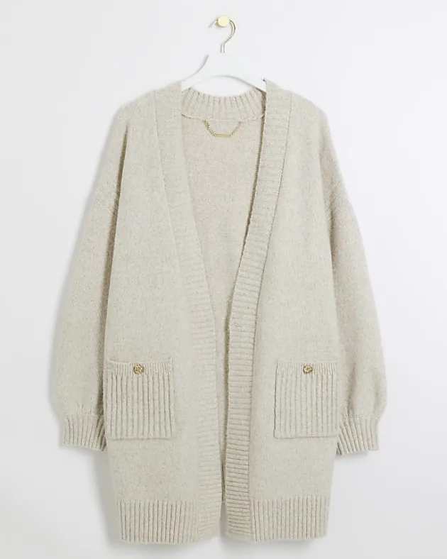 River Island Plus beige knit cardigan< Plus