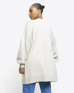 River Island Plus beige knit cardigan< Plus