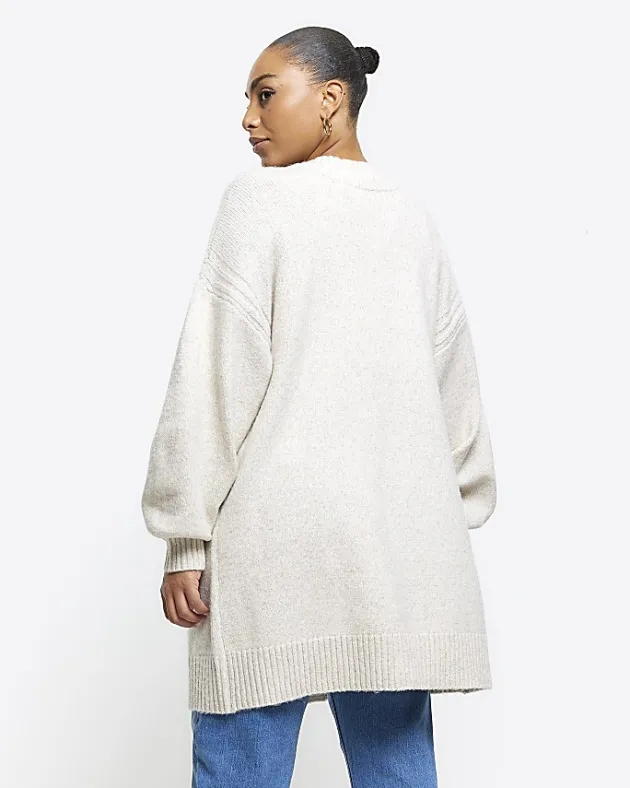 River Island Plus beige knit cardigan< Plus