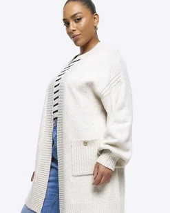 River Island Plus beige knit cardigan< Plus