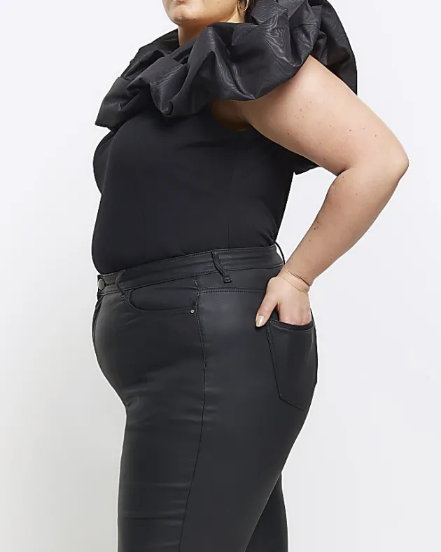 River Island Plus coated high waisted skinny jeans< Plus