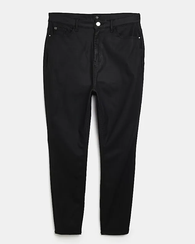 River Island Plus coated high waisted skinny jeans< Plus