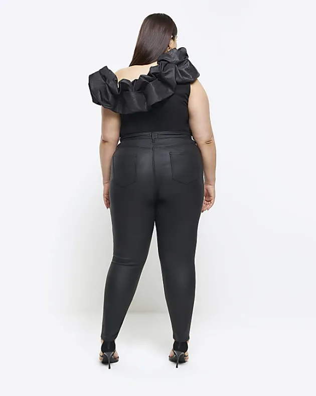 River Island Plus coated high waisted skinny jeans< Plus