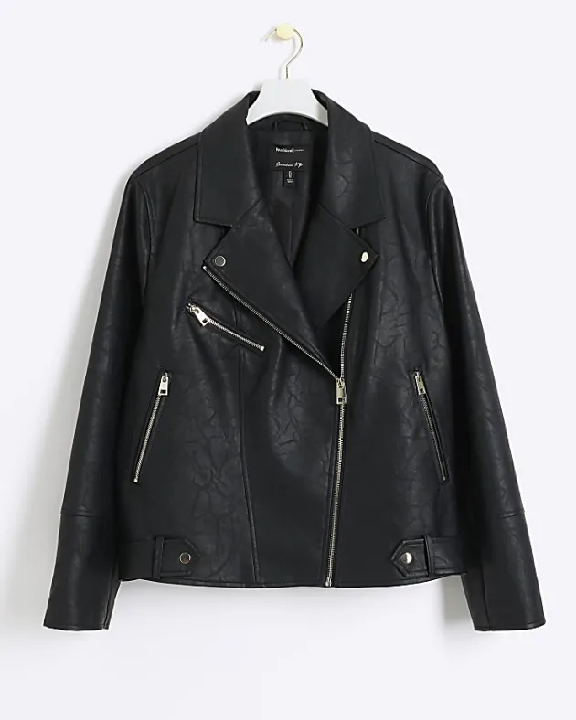 River Island Plus faux leather biker jacket< Plus