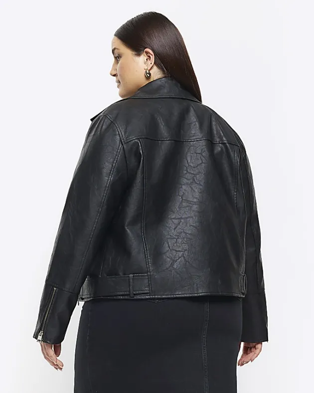River Island Plus faux leather biker jacket< Plus