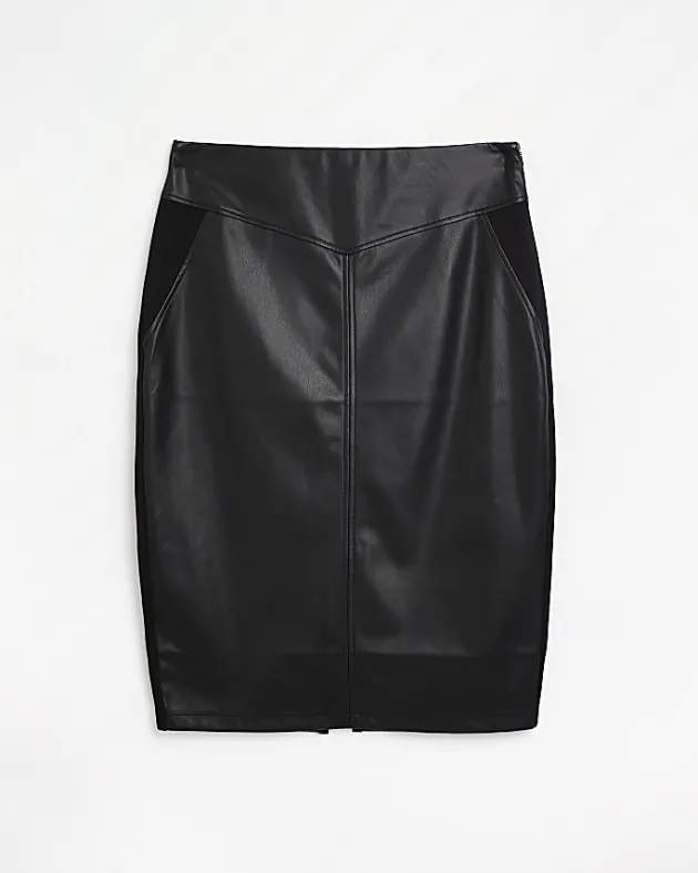 River Island Plus faux leather midi skirt< Plus