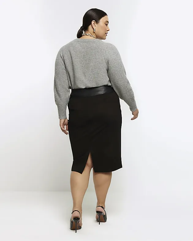 River Island Plus faux leather midi skirt< Plus