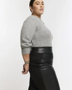River Island Plus faux leather midi skirt< Plus
