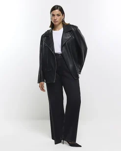 River Island Plus faux leather oversized jacket< Plus