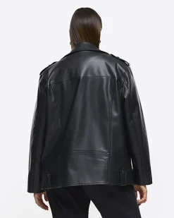 River Island Plus faux leather oversized jacket< Plus
