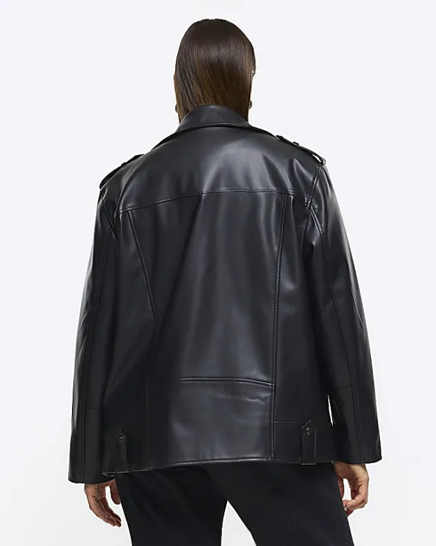 River Island Plus faux leather oversized jacket< Plus
