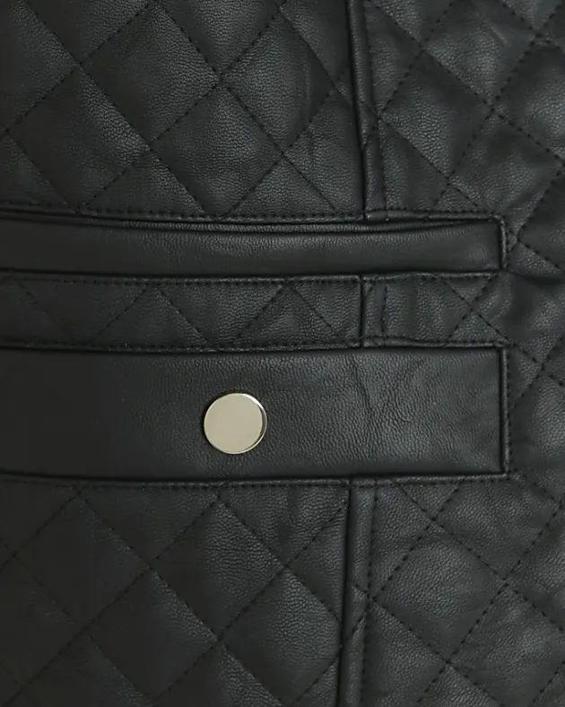 River Island Plus faux leather quilted blazer< Plus