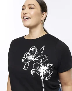 River Island Plus floral graphic t-shirt< Plus