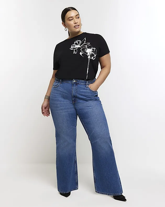 River Island Plus floral graphic t-shirt< Plus