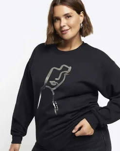 River Island Plus foil graphic sweatshirt< Plus